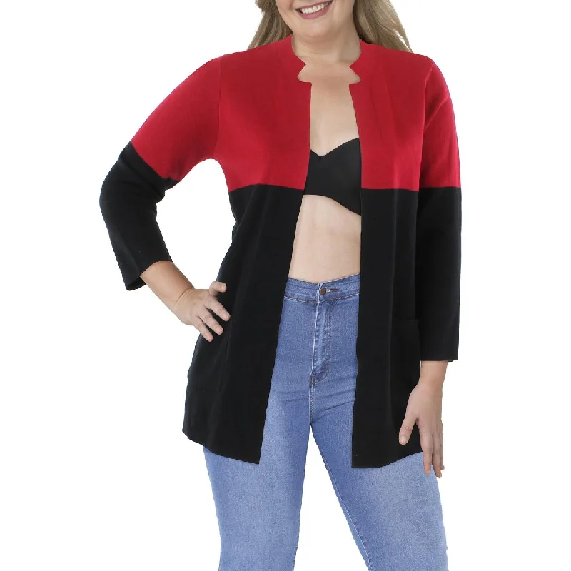 Womens Colorblock Open Front Cardigan Sweater Notch Collar Peter Pan Collar Cowl Neck Womens Colorblock Open Front Cardigan Sweater Notch Collar Peter Pan Collar Cowl Neck