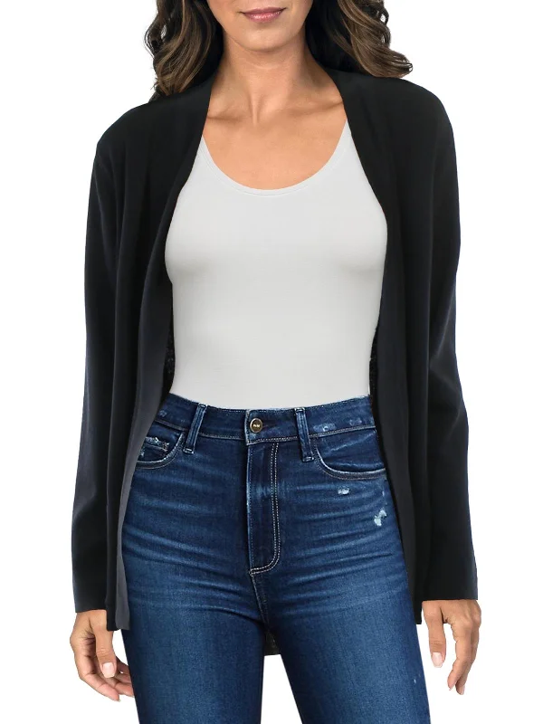 Womens Knit Open Front Cardigan Sweater Zippered Buttoned Snapped