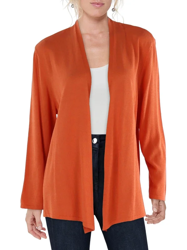 Womens Open Front Three Quarter Sleeve Cardigan Sweater Transparent Opaque Sheer