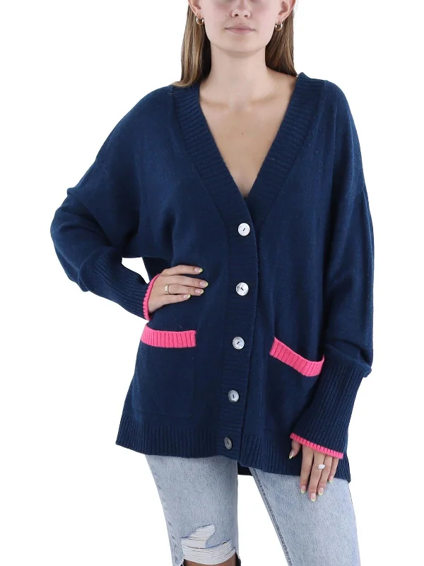 Womens Ribbed Button Down Cardigan Sweater Mesh Cardigan Canvas Denim