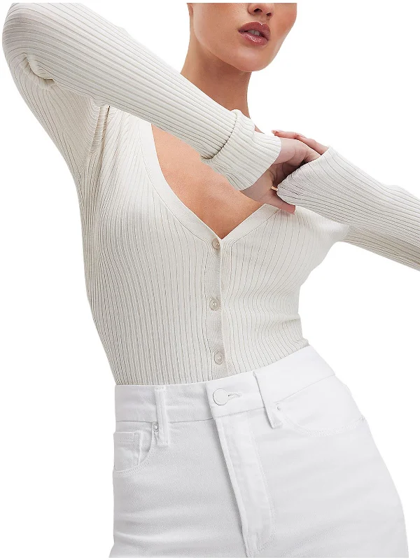Womens Ribbed Button Up Cardigan Sweater Cardigan Knitwear Sweater