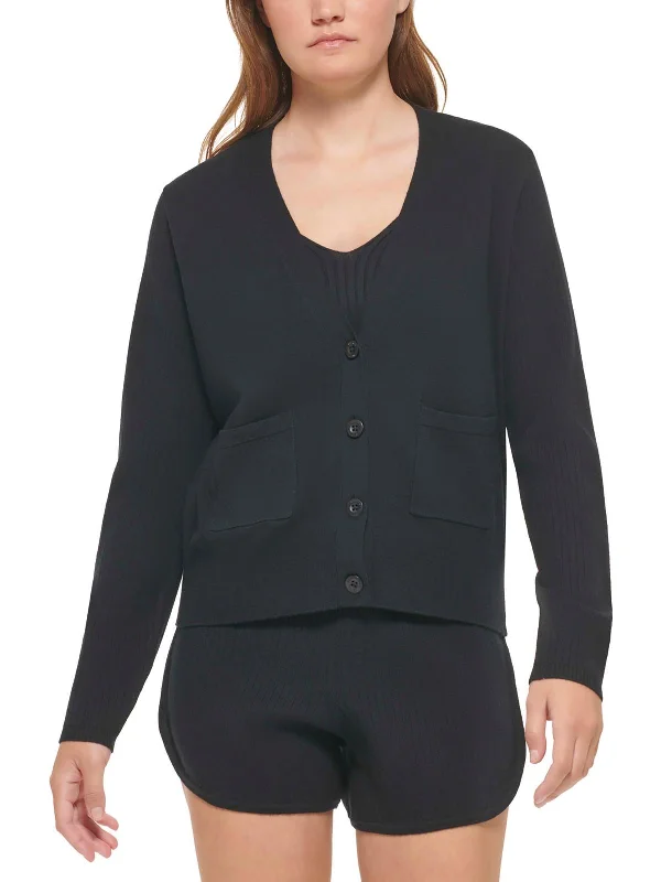 Womens Ribbed Cardigan Cardigan Sweater Elasticated Padded Insulated