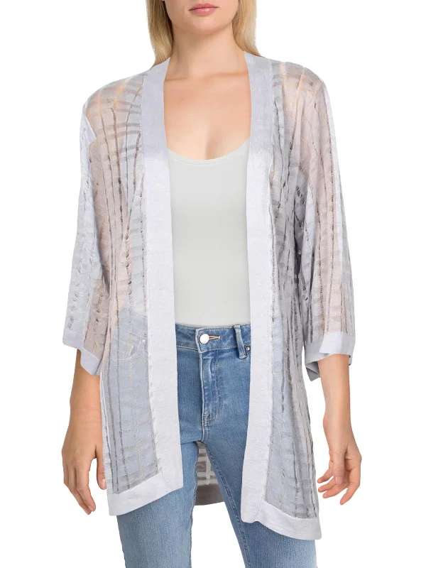 Womens Shawl Open Front Cardigan Sweater Mesh Fabric Canvas Fabric Denim Fabric