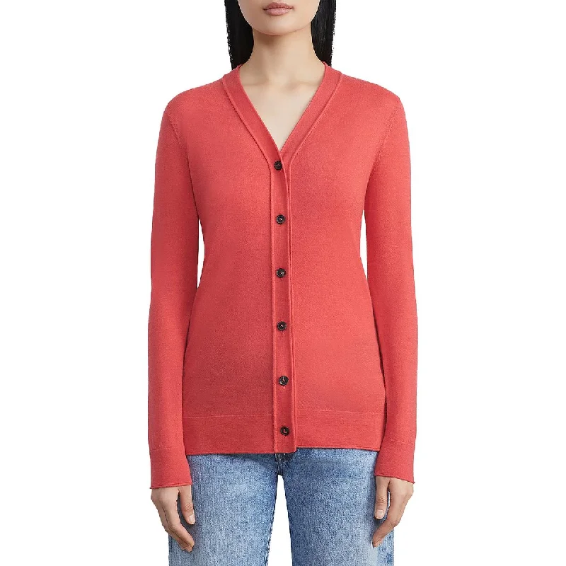 Womens V Neck Long Sleeve Cardigan Sweater Handmade Hand-knitted Hand-woven