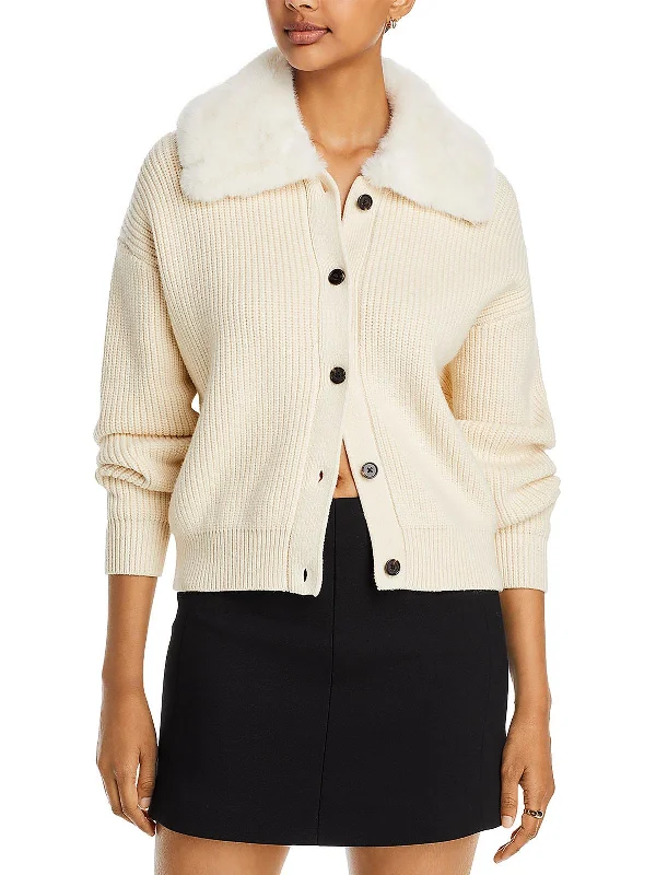 Womens Wool Blend Knit Cardigan Sweater Stretchy Elastic Breathable