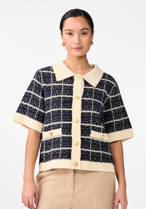Y.A.S Livia Check Knit Cardigan, Navy Faux Fur Fabric Real Fur Fabric Shearling Fabric Y.A.S Livia Check Knit Cardigan, Navy Faux Fur Fabric Real Fur Fabric Shearling Fabric