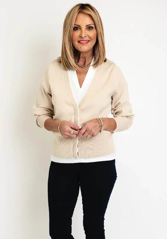 YAYA V-Neck Concealed Placket Cardigan, Summer Sand Dessin Layered Multi-layer Single Layer YAYA V-Neck Concealed Placket Cardigan, Summer Sand Dessin Layered Multi-layer Single Layer