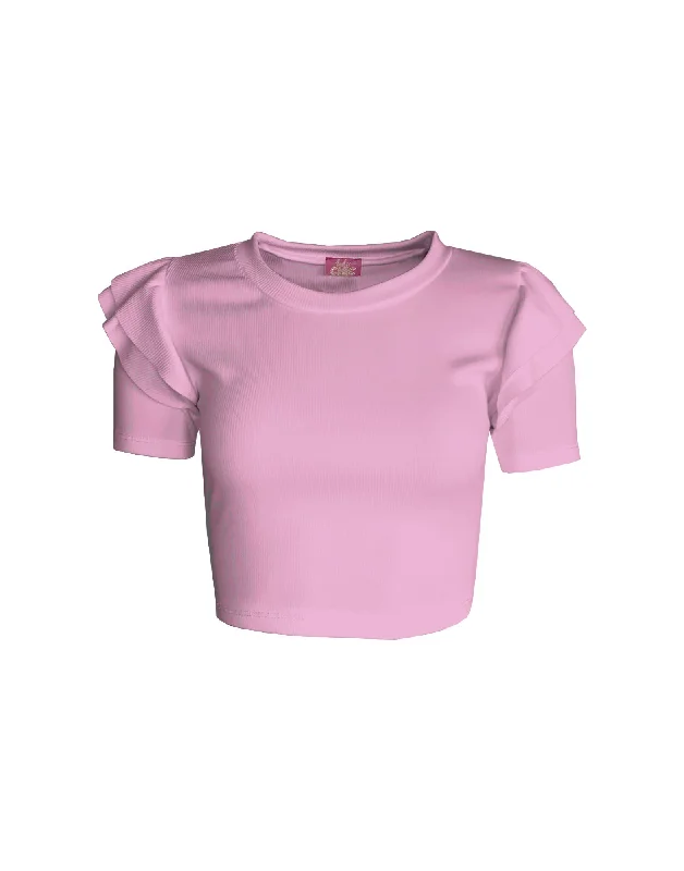 Belle Crop Top Baby Pink Cotton Fabric Linen Fabric Terry Fabric
