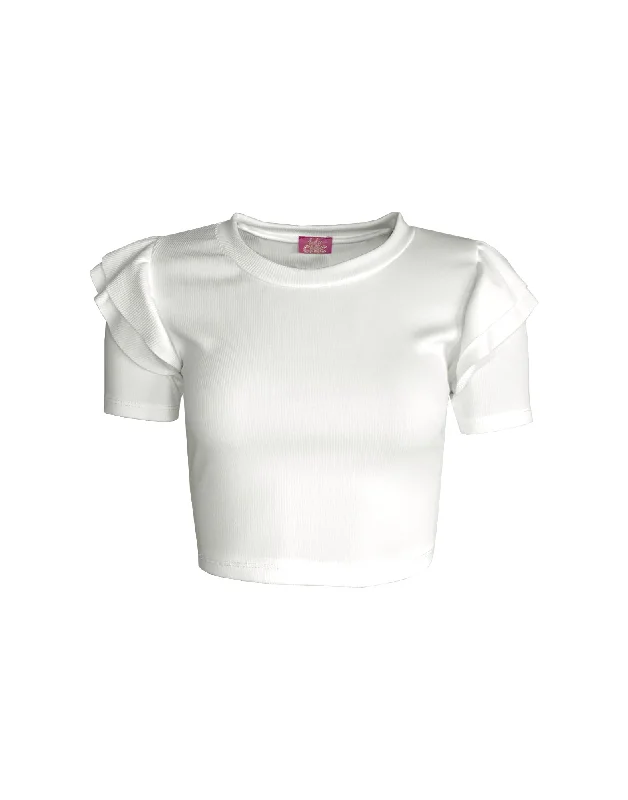 Belle Crop Top White Satin Fabric Silk Fabric Chiffon Fabric