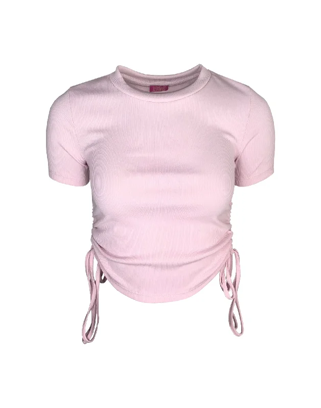Betty Crop Top Blush Pink Nylon Fabric Polyester Fabric Spandex Fabric