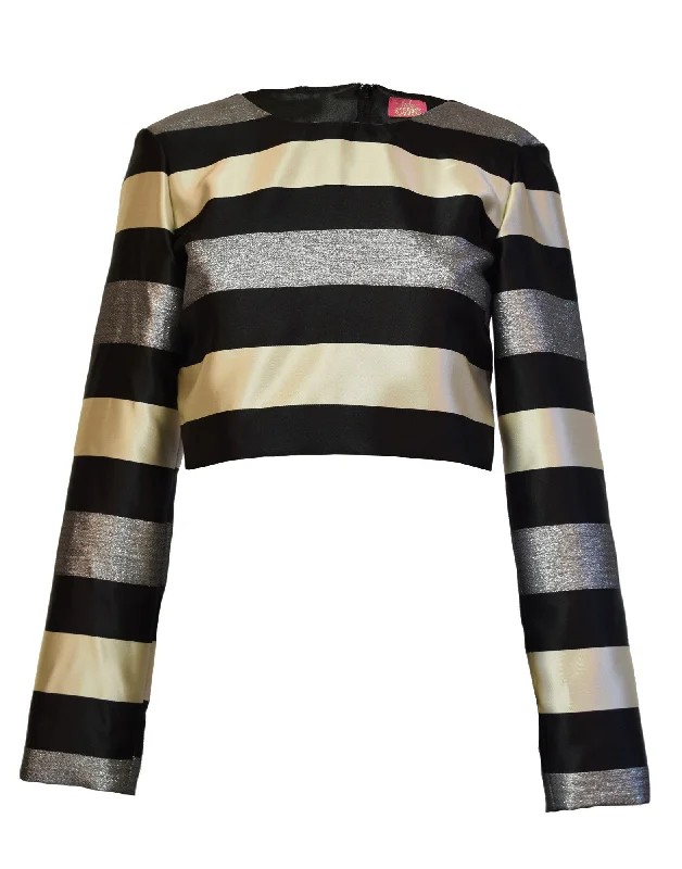 Charlie Long Sleeved Crop Top Satin Blend Silk Blend Wool Blend