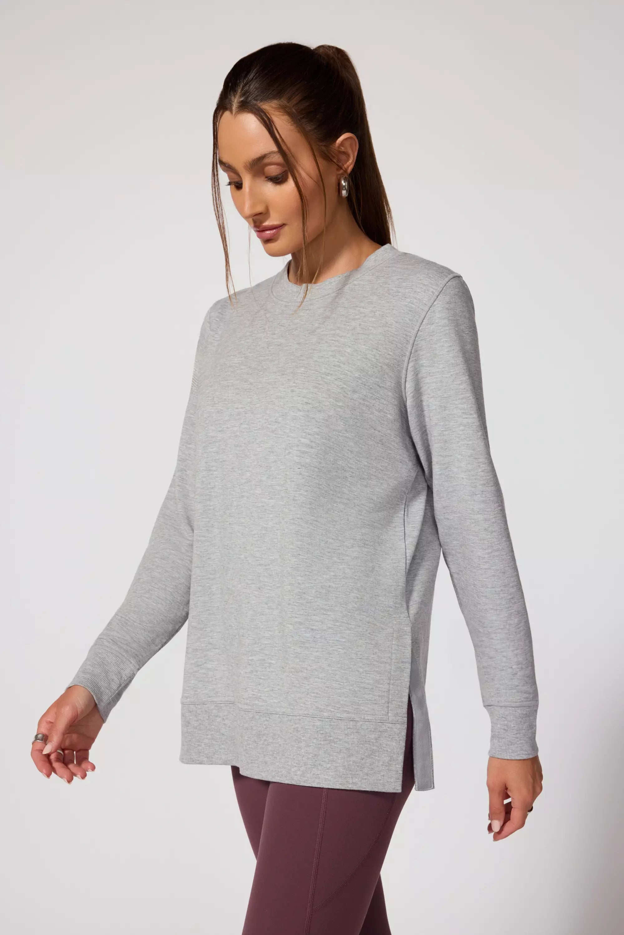 Cozy Fleece Relaxed Pullover - Htr Concrete Thick Cable Knit