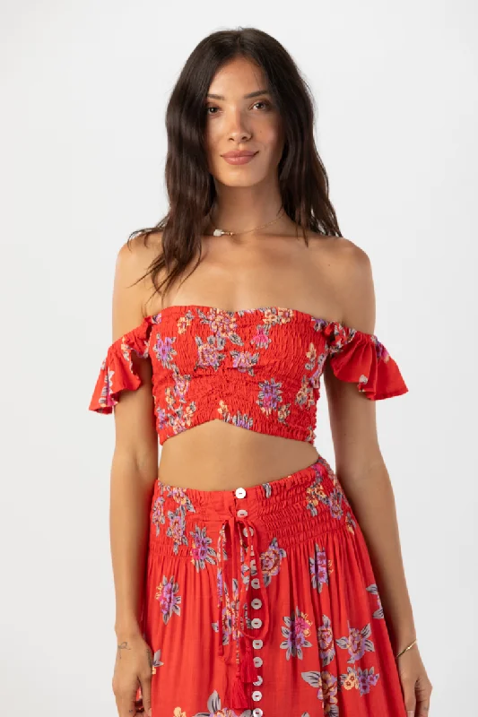Hollie Crop Top Striped Floral Plaid