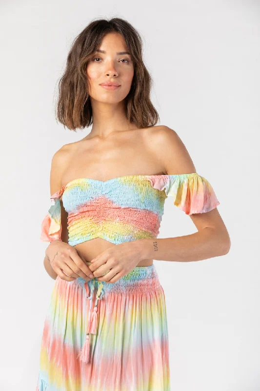 Hollie Crop Top Print Jacquard Patchwork