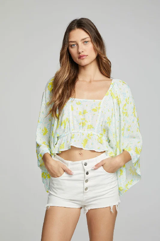 Monarch Crop Top - Daisy Floral Print Plaid Crop Top Polka Dot Checkered