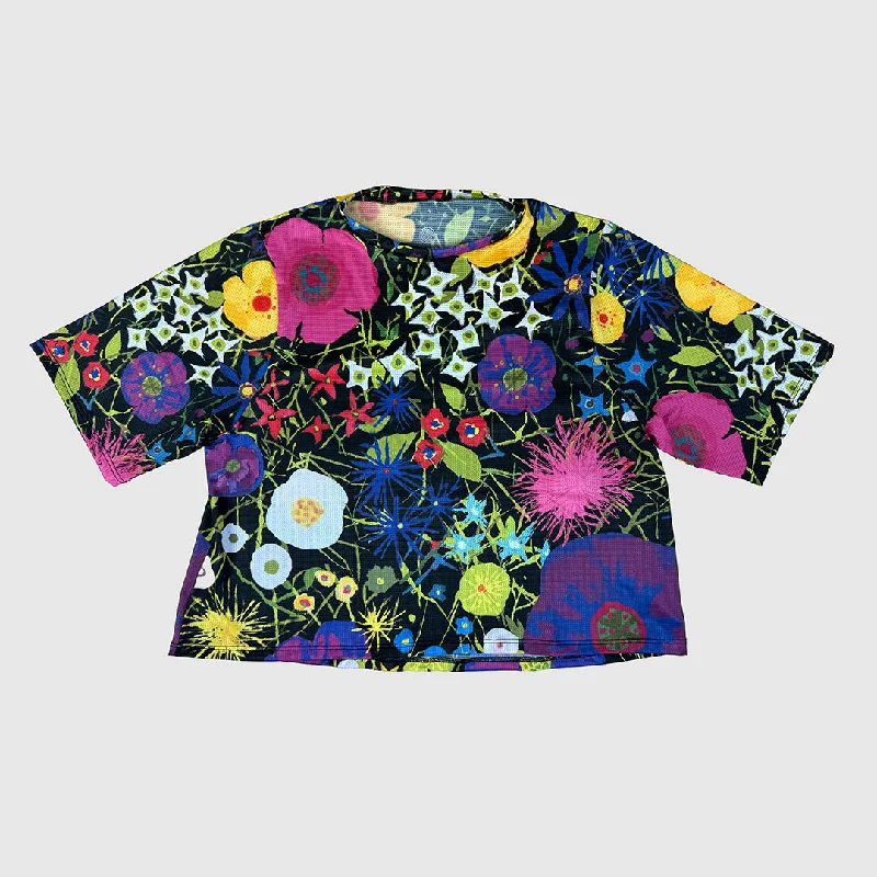 Fiori Notturni Women's Crop Top Collared Crew Neck Turtle Neck