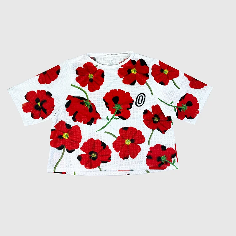 Red Poppies Women's Crop Top Houndstooth Herringbone Solid