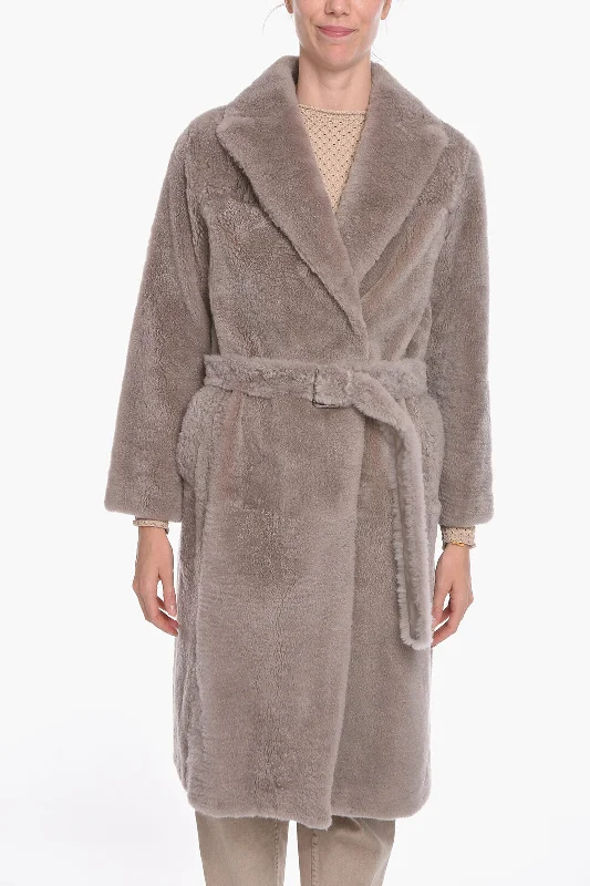 Brunello Cucinelli Cashmere Goat Fur Double-breasted Coat with Belt 40 Italian size Down Puffer Quilted Brunello Cucinelli Cashmere Goat Fur Double-breasted Coat with Belt 40 Italian size Down Puffer Quilted