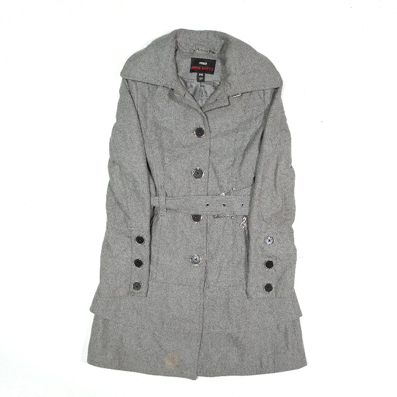 MISS SIXTY Overcoat Jacket Grey Wool Womens XS Fitted Loose Oversized